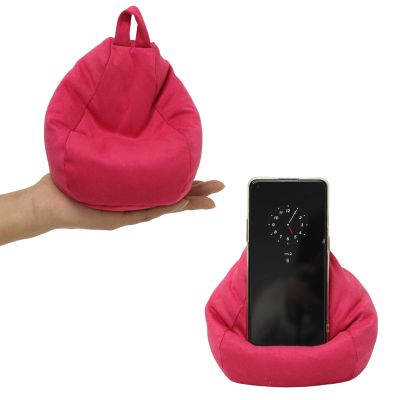 Tusrai 2pcs Cover of Bean Bag Phone Holder (No Filler) Ultra Soft Micro Suede Anti Slip Cell Phone Pillow Holder Hot Pink