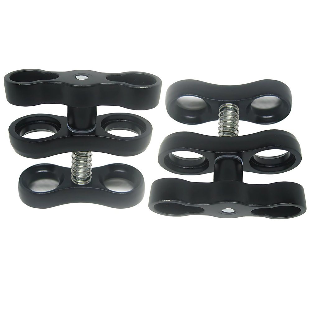 byepica 360 Degree Adjustable Light Arm Mount Diving Ball Head Clamp, 2 Pcs Aluminum Alloy Butterfly Clip, Black for Underwater Photography