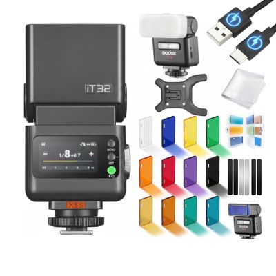 Godox IT32 TTL Camera Flash with X5S Flash Trigger for Sony Cameras,Included MA02 Magnetic kit, Magnetic Hotshoe & Trigger 2-in-1,Colorful Touch Screen,Rotatable Flash Head
