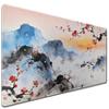 Large Desk Mat & Mouse Pad - Non-Slip Rubber Base Easy Clean Surface (31.1x15.7) Stitched Edges for Office Gaming Computer - Plum Blossom Snowy Mountain Village Desk Mat, Desk Protector view 1