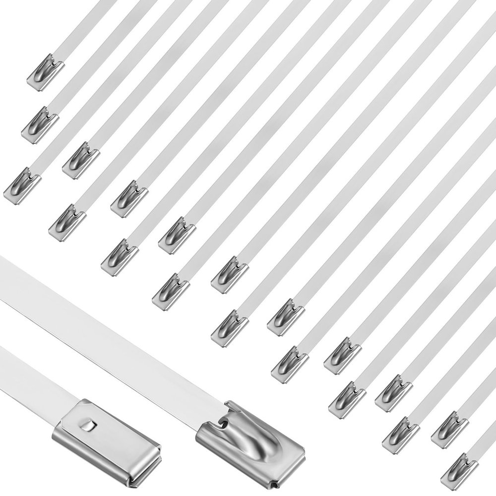 BESPORTBLE 200 Pieces 11.8-inch 304 Stainless Steel Metal Zip Ties Heavy Duty Self-locking Cable Straps for Outdoor Fence, Pipes, Electrical Cables, and Farm Use