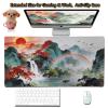 Large Mouse Pad Desk Mat,Non-Slip Extended Gaming Office Desk Pad with Red Maple Leaves Rainbow Waterfall Asian Mountain Landscape,31.1x15.7 Stitched Edge Rubber Base Thick Cloth Surface Keyboard Mat view 3