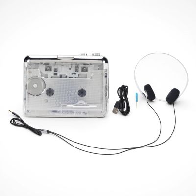 BONKZEBU Portable Cassette Tape Player, USB Cassette to MP3 Converter with Auto Rewind and Copper Flywheel for Stable Playback, with 3.5mm Noise Canceling Headphone for PC Laptop