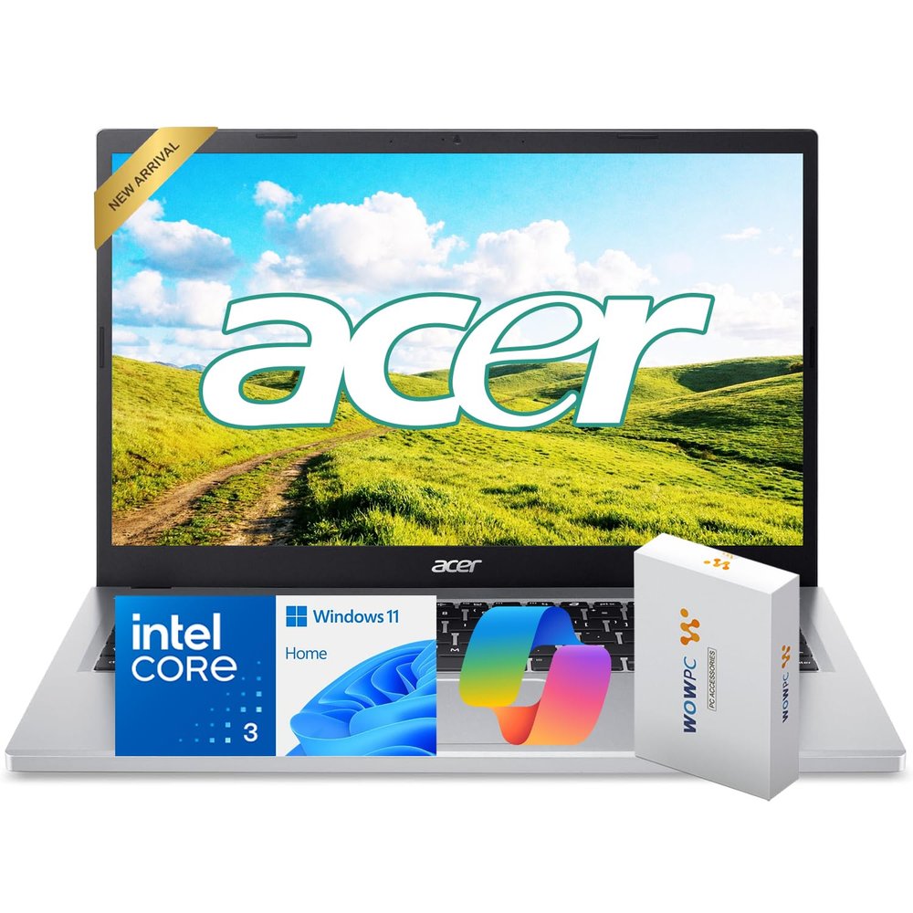 acer Aspire 15 Laptop for Home & Work, Intel Core 3 N355(Beat i7-1165G7), 15.6 FHD, 16GB DDR5 RAM, 628GB Storage(128GB UFS+500GB External Drive),Wi-Fi 6, Windows 11, WOWPC Bundle, no Mouse