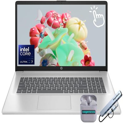 HP Touchscreen 17.3" Business Laptop Computer, 16GB DDR5 RAM, 1TB SSD, Intel Core Ultra 7 255U Processor, Backlit Keyboard, Copilot AI, Windows 11, SageNova Earphones & Docking Station, Silver