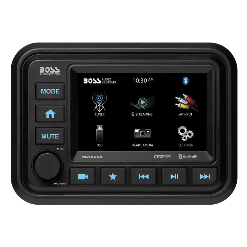 MGV550B - Aftermarket Replacement Marine Stereo with AM FM BT Rear Camera Compatible with Boss Audio