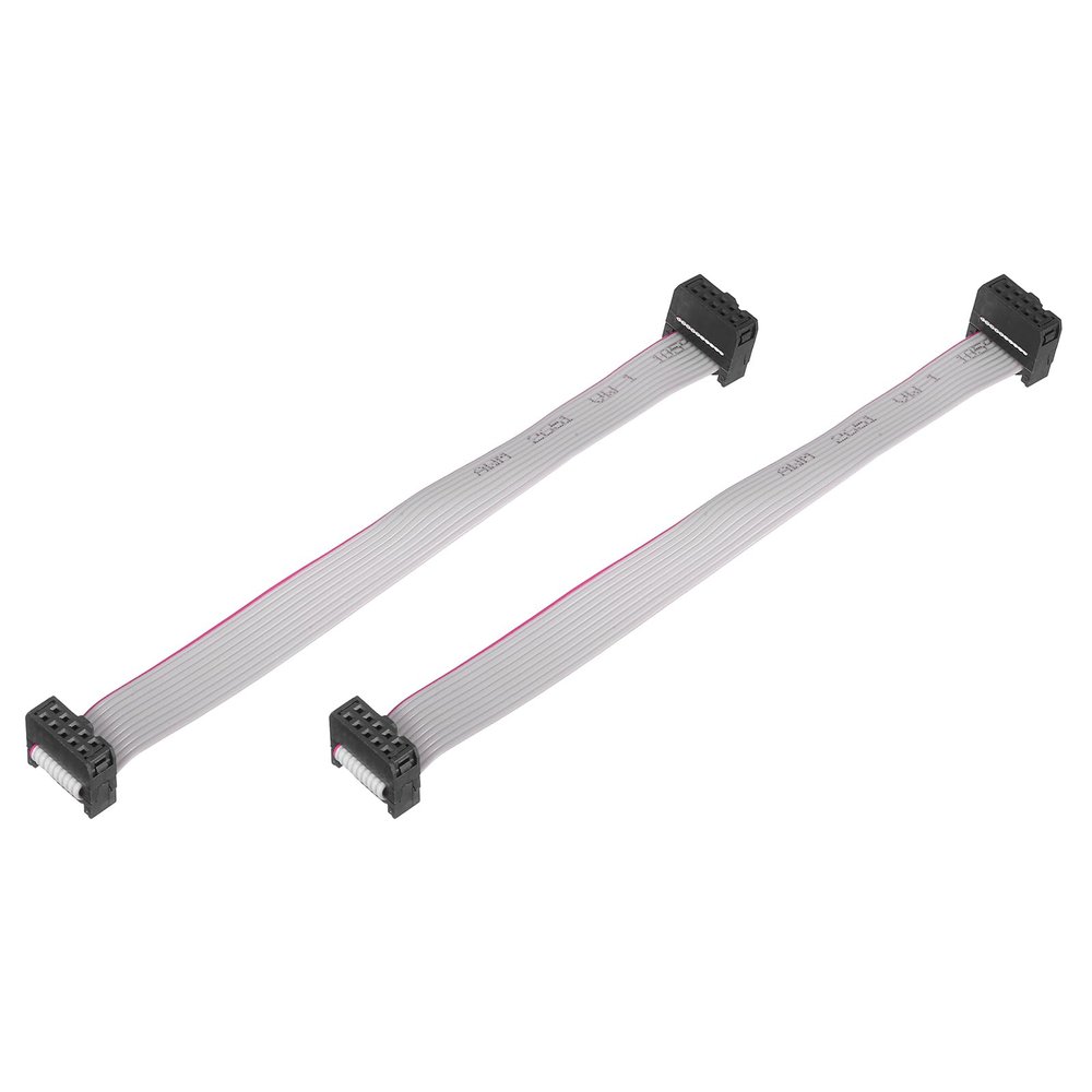 MECCANIXITY 2 Pcs IDC Connector Flat Ribbon Cable, 10 Pins 2.54mm Pitch 15cm Length FC to FC Dual Female Connector Flat Ribbon Cable Wire for Industrial Electronics, Grey