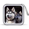 FekiLoot Husky Dog CD Case Portable DVD Case Holder Large Storage Disc Wallet Bag 40 Capacity Hard Plastic Disc Cases Storage Binder DVD Case Wallet for Car Home Travel view 1