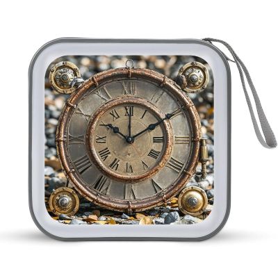 FekiLoot Rusty Steampunk Clock CD Case Portable DVD Case Holder Large Storage Disc Wallet Bag 40 Capacity Hard Plastic Disc Cases Storage Binder DVD Case Wallet for Car Home Travel