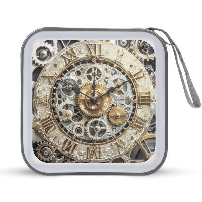 FekiLoot Steampunk Gears Clock CD Case Portable DVD Case Holder Large Storage Disc Wallet Bag 40 Capacity Hard Plastic Disc Cases Storage Binder DVD Case Wallet for Car Home Travel