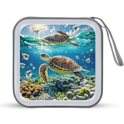 FekiLoot Sea Turtles Painting CD Case Portable DVD Case Holder Large Storage Disc Wallet Bag 40 Capacity Hard Plastic Disc Cases Storage Binder DVD Case Wallet for Car Home Travel