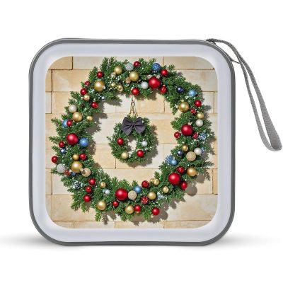 FekiLoot Christmas Garland CD Case Portable DVD Case Holder Large Storage Disc Wallet Bag 40 Capacity Hard Plastic Disc Cases Storage Binder DVD Case Wallet for Car Home Travel