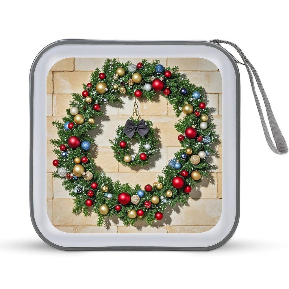 FekiLoot Christmas Garland CD Case Portable DVD Case Holder Large Storage Disc Wallet Bag 40 Capacity Hard Plastic Disc Cases Storage Binder DVD Case Wallet for Car Home Travel