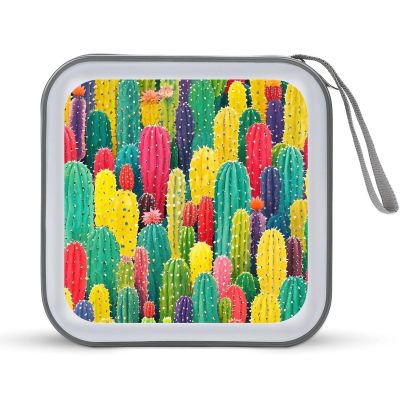 FekiLoot Colorful Cactus Pattern CD Case Portable DVD Case Holder Large Storage Disc Wallet Bag 40 Capacity Hard Plastic Disc Cases Storage Binder DVD Case Wallet for Car Home Travel