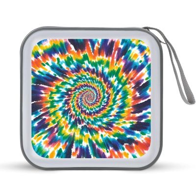 FekiLoot Colorful Spiral Tie Dye CD Case Portable DVD Case Holder Large Storage Disc Wallet Bag 40 Capacity Hard Plastic Disc Cases Storage Binder DVD Case Wallet for Car Home Travel