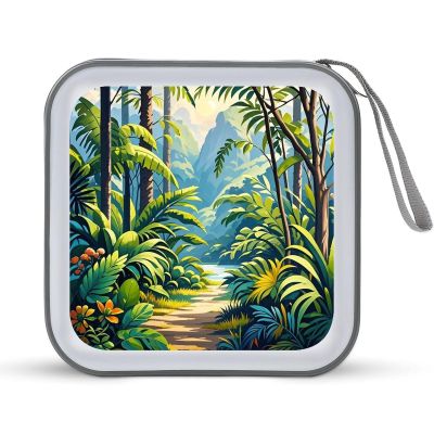 FekiLoot Tropical Jungle Painting CD Case Portable DVD Case Holder Large Storage Disc Wallet Bag 40 Capacity Hard Plastic Disc Cases Storage Binder DVD Case Wallet for Car Home Travel