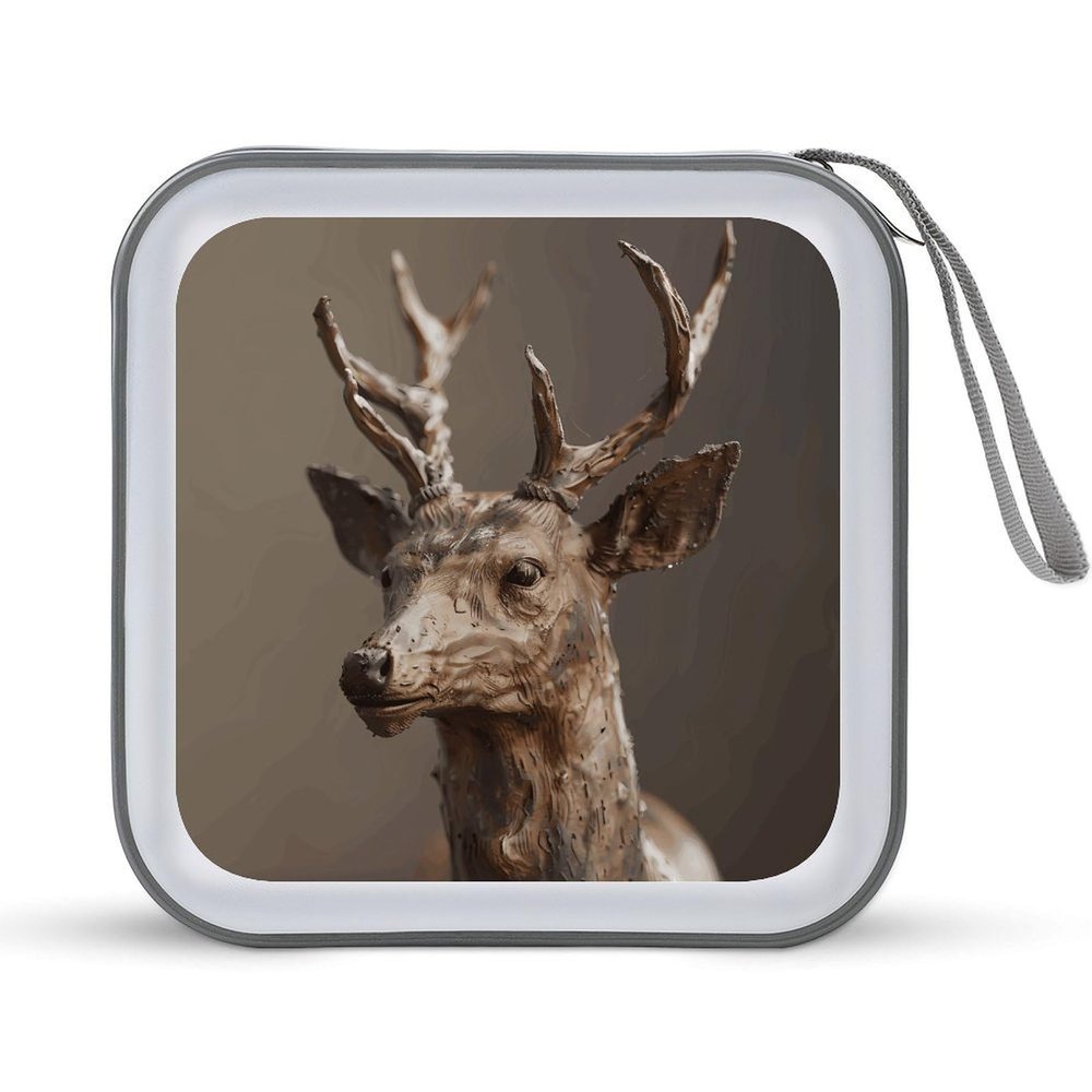 FekiLoot Free Deer CD Case Portable DVD Case Holder Large Storage Disc Wallet Bag 40 Capacity Hard Plastic Disc Cases Storage Binder DVD Case Wallet for Car Home Travel
