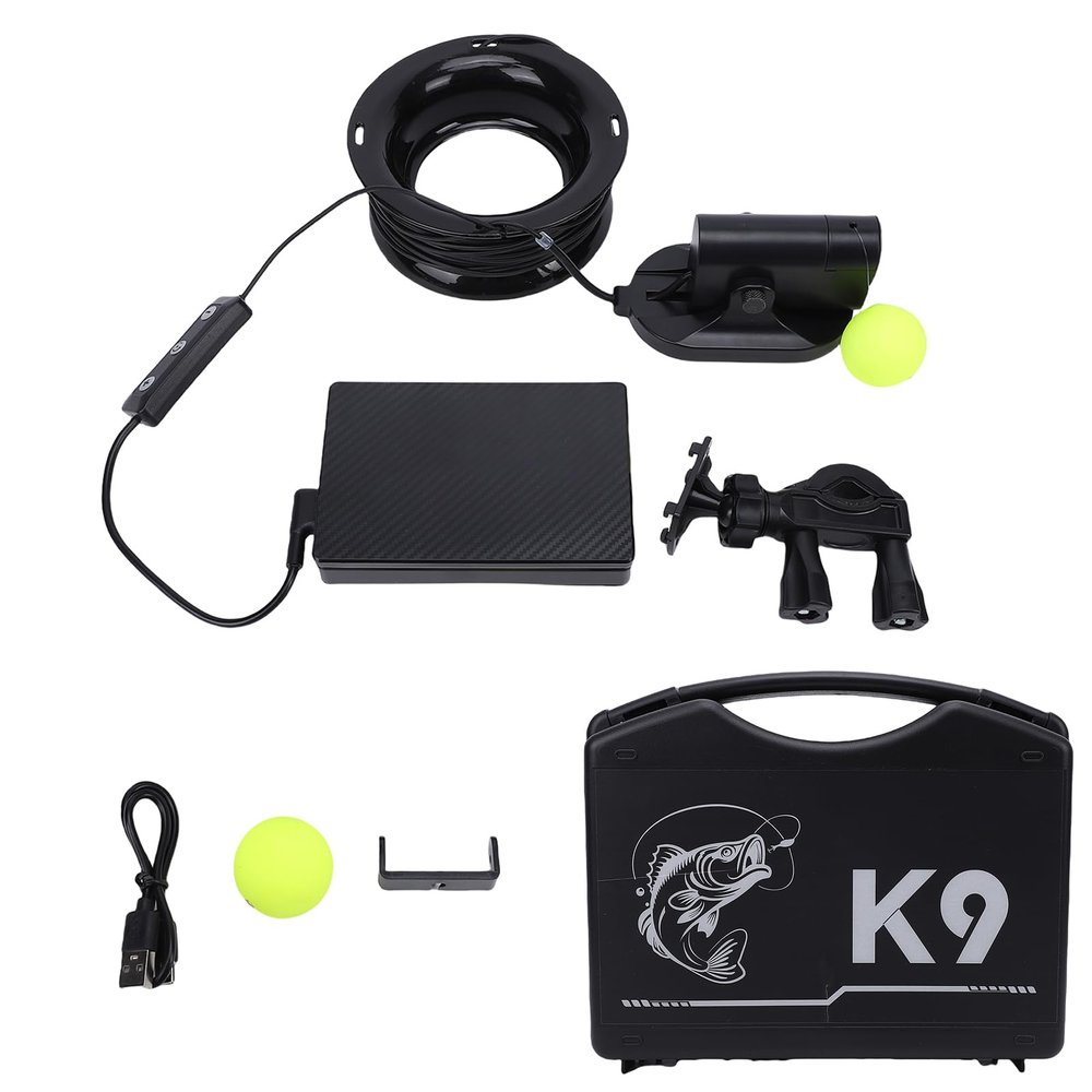 CIOURSTO Underwater Fish Finder with Camera Auto Floating Ball Positioning 4.3 inch IPS Screen Monitor Multi Layer View Temperature Sensor for Night Fishing (K9 Basic 20m Cable)