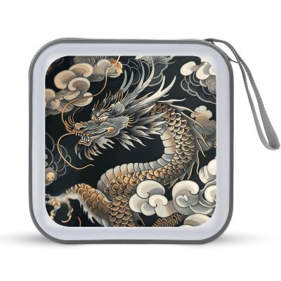 FekiLoot Black Oriental Dragon CD Case Portable DVD Case Holder Large Storage Disc Wallet Bag 40 Capacity Hard Plastic Disc Cases Storage Binder DVD Case Wallet for Car Home Travel