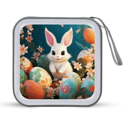 FekiLoot Cute Easter Bunny CD Case Portable DVD Case Holder Large Storage Disc Wallet Bag 40 Capacity Hard Plastic Disc Cases Storage Binder DVD Case Wallet for Car Home Travel