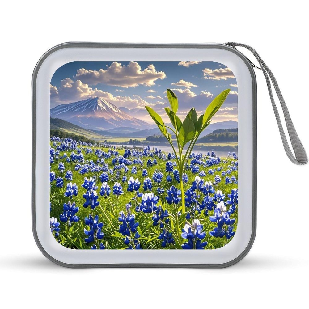 FekiLoot Bluebonnets Scenery CD Case Portable DVD Case Holder Large Storage Disc Wallet Bag 40 Capacity Hard Plastic Disc Cases Storage Binder DVD Case Wallet for Car Home Travel
