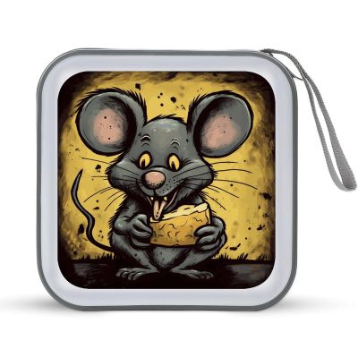FekiLoot Rat Eats A Piece of Cheese CD Case Portable DVD Case Holder Large Storage Disc Wallet Bag 40 Capacity Hard Plastic Disc Cases Storage Binder DVD Case Wallet for Car Home Travel