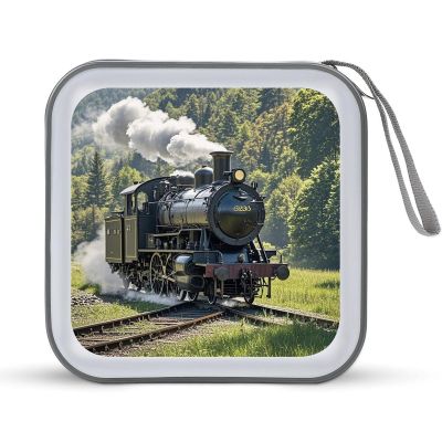 FekiLoot Steam Train CD Case Portable DVD Case Holder Large Storage Disc Wallet Bag 40 Capacity Hard Plastic Disc Cases Storage Binder DVD Case Wallet for Car Home Travel