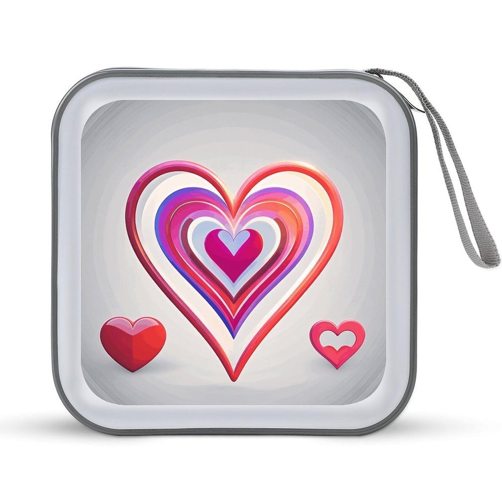 FekiLoot Heart Shaped Pattern CD Case Portable DVD Case Holder Large Storage Disc Wallet Bag 40 Capacity Hard Plastic Disc Cases Storage Binder DVD Case Wallet for Car Home Travel