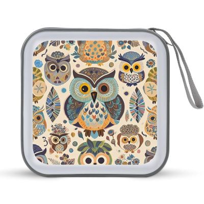 FekiLoot Color Owl Pattern CD Case Portable DVD Case Holder Large Storage Disc Wallet Bag 40 Capacity Hard Plastic Disc Cases Storage Binder DVD Case Wallet for Car Home Travel