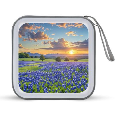 FekiLoot Texas Bluebonnets Scenery CD Case Portable DVD Case Holder Large Storage Disc Wallet Bag 40 Capacity Hard Plastic Disc Cases Storage Binder DVD Case Wallet for Car Home Travel