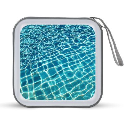 FekiLoot Blue Aqua Pool Water CD Case Portable DVD Case Holder Large Storage Disc Wallet Bag 40 Capacity Hard Plastic Disc Cases Storage Binder DVD Case Wallet for Car Home Travel
