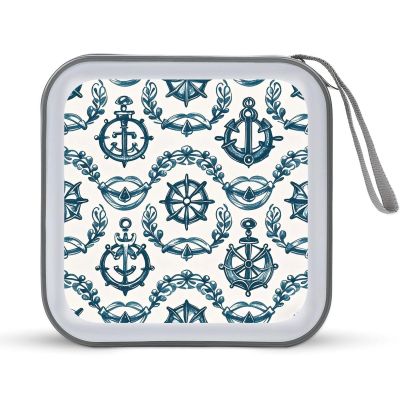 FekiLoot Hand Drawn Nautical Pattern CD Case Portable DVD Case Holder Large Storage Disc Wallet Bag 40 Capacity Hard Plastic Disc Cases Storage Binder DVD Case Wallet for Car Home Travel
