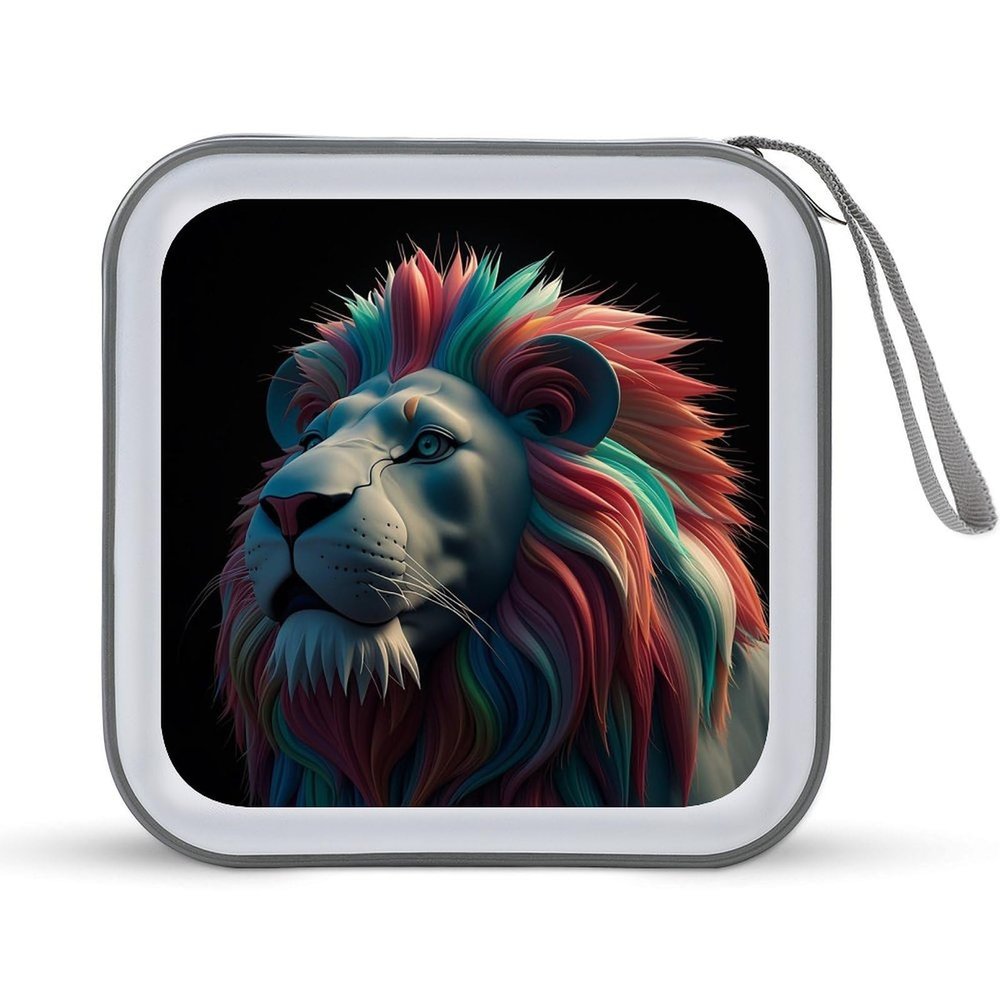 FekiLoot Abstract 3D Art Lion CD Case Portable DVD Case Holder Large Storage Disc Wallet Bag 40 Capacity Hard Plastic Disc Cases Storage Binder DVD Case Wallet for Car Home Travel