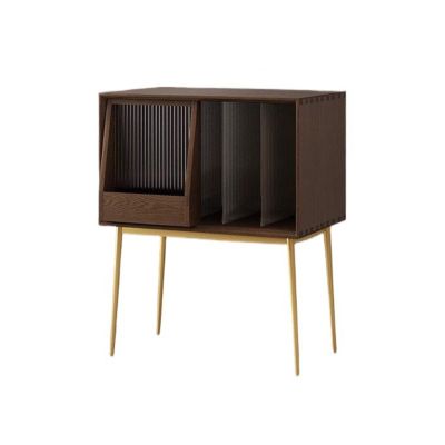 CFGH6FDF Records Light Luxury Wooden Vinyl Record Cabinet with Sliding Doors, High Legged Books CD Storage Rack Album Book