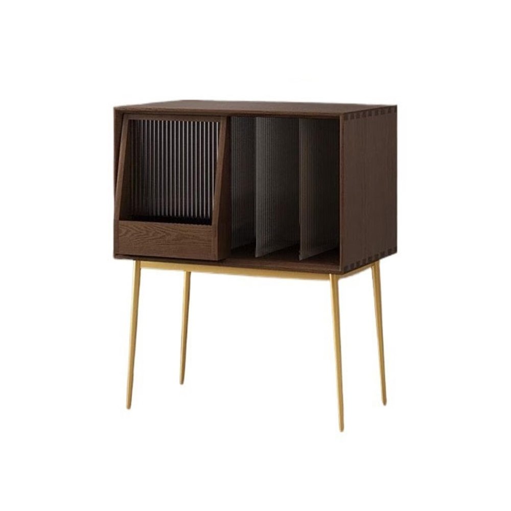 CFGH6FDF Records Light Luxury Wooden Vinyl Record Cabinet with Sliding Doors, High Legged Books CD Storage Rack Album Book