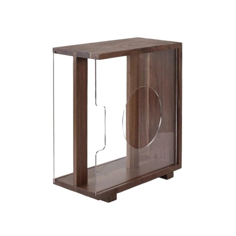 CFGH6FDF Records Desktop Creativity Wooden Vinyl Record Rack CD Album Box with Acrylic Pull-out Panel Album Book