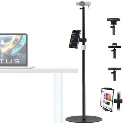 AceTaken 63'' Webcam-Floor-Stand with Tablet Phone Holder Compatible with Logitech C920 MX-Brio C922 C930 C925e C615 StreamCam Brio 4K Webcams for Microsoft Teams, Zoom, Google Meet GameChat