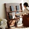 CFGH6FDF Records Floor Standing Wooden Vinyl Record Storage Holder with Brass Divider CD Books Display Rack Album Book view 3