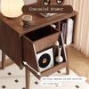 CFGH6FDF Records Retro CD Display Cabinet with Concealed Drawer Wooden Vinyl Record Storage Shelf Album Book(Walnut colour) view 3