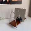 CFGH6FDF Records Open Desktop Creativity Vinyl Record Rack with Wooden Base and Metal Bracket Album Book view 3
