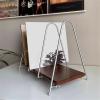 CFGH6FDF Records Open Desktop Creativity Vinyl Record Rack with Wooden Base and Metal Bracket Album Book view 4