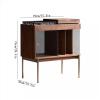 CFGH6FDF Records Retro Minimalism Wooden Vinyl Record Rack Side Cabinet with Sliding Glass Album Book view 2