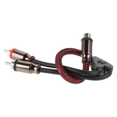 STAHAD Car Audio RCA Signal Splitter Cable 1 Female to 2 Male Pure Copper Wire with Red Mesh Sleeve for Subwoofer and Speaker Installation