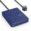 200W Charging Station,12-in-1 USB C Power Strip with Flat Plug and 5ft Extension Cord,4 AC Outlets,4 USB-A,4 USB-C Ports for iPhone 17/16/15,65W PD Fast Laptop Charger for MacBook,Home,Office (Blue) view 1