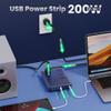 200W Charging Station,12-in-1 USB C Power Strip with Flat Plug and 5ft Extension Cord,4 AC Outlets,4 USB-A,4 USB-C Ports for iPhone 17/16/15,65W PD Fast Laptop Charger for MacBook,Home,Office (Blue) view 3