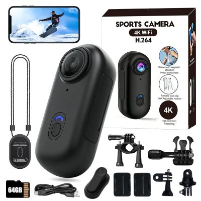 GDSAFS 2026 New Thumb Action Camera, 4K UHD POV Pro Camera with 128GB Memory Card, Body Cameras with Audio and Video Recording, for Cycling, Motorcycle Riding, Skiing, Hiking, Traveling (Black, 64GB)