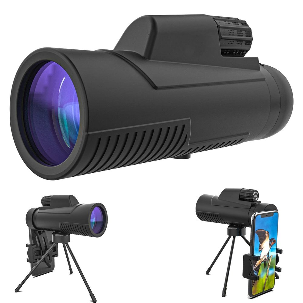12x42 Waterproof HD Monocular Telescope with Phone Holder & Tripod for Adults Kids, Portable Lightweight FMC Lens BAK4 Prism Monocular Scope for Bird Watching Hunting Hiking Travel Camping