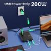 200W Charging Station,12-in-1 USB C Power Strip with Flat Plug and 5ft Extension Cord,4 AC Outlets,4 USB-A,4 USB-C Ports for iPhone 17/16/15,65W PD Fast Laptop Charger for MacBook, Home, Office, Dorm view 3
