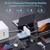 200W Charging Station,12-in-1 USB C Power Strip with Flat Plug and 5ft Extension Cord,4 AC Outlets,4 USB-A,4 USB-C Ports for iPhone 17/16/15,65W PD Fast Laptop Charger for MacBook,Home,Dorm(Sky Blue) view 2