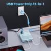 200W Charging Station,12-in-1 USB C Power Strip with Flat Plug and 5ft Extension Cord,4 AC Outlets,4 USB-A,4 USB-C Ports for iPhone 17/16/15,65W PD Fast Laptop Charger for MacBook,Home,Dorm(Sky Blue) view 3